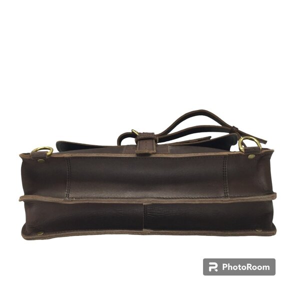 Briefcase Laptop Messenger LUX Quality Brass Handmade Brown Leather 16x12 NEW - Picture 7 of 10